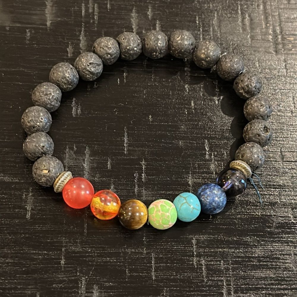 Men's Women’s Multi-Gemstone Chakra Beaded Stretch Bracelet Bold Chakra Unisex